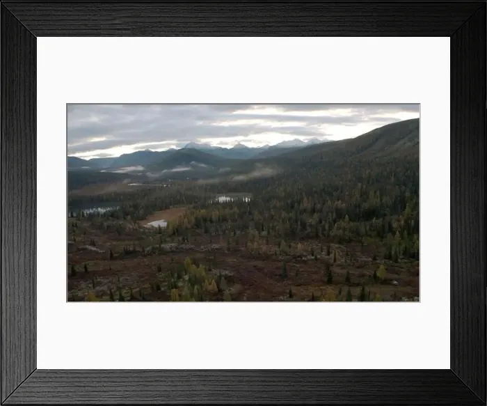 Framed Print : Top view of mountain landscape with forest and lakes in autumn Framed Print : Top view of mountain landscape with forest and lakes in autumn