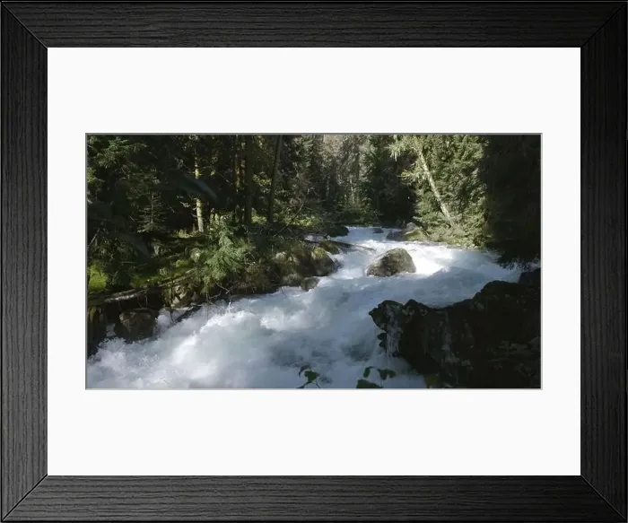 Framed Print : Bubbling river in green forest Framed Print : Bubbling river in green forest