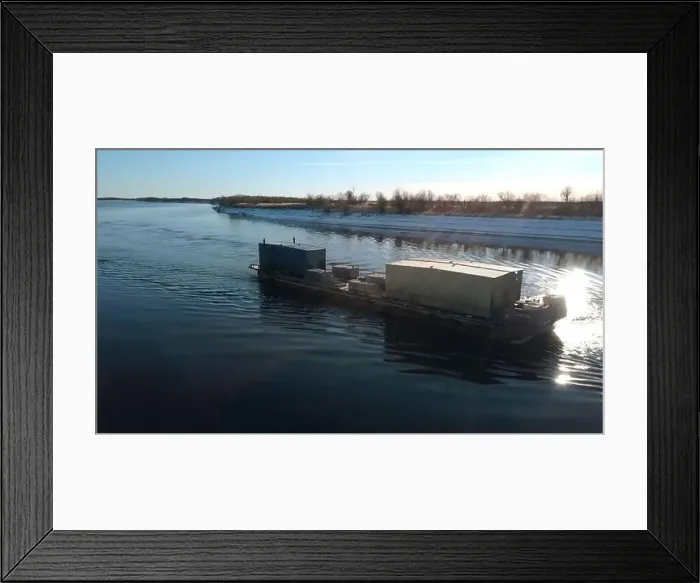 Framed Print : River tow pusher with barge. Clip Framed Print : River tow pusher with barge. Clip