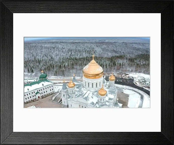 Framed Print : Blue big monastery. Bird's-eye view Framed Print : Blue big monastery. Bird's-eye view