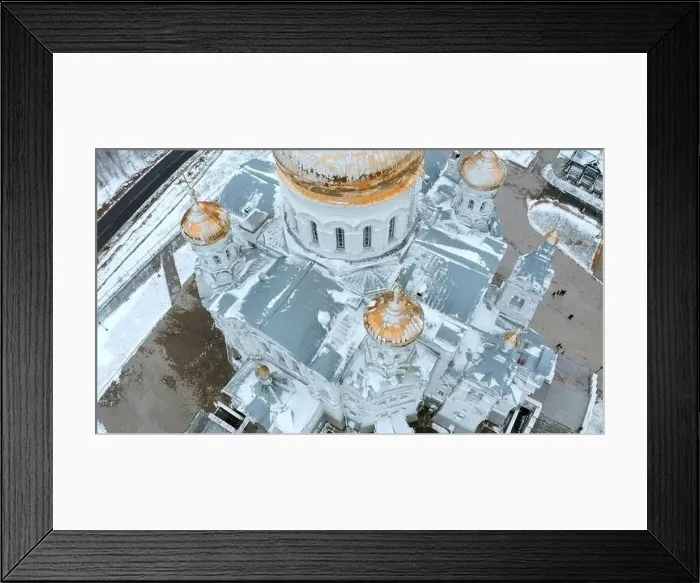 Framed Print : Blue big monastery. Bird's-eye view Framed Print : Blue big monastery. Bird's-eye view