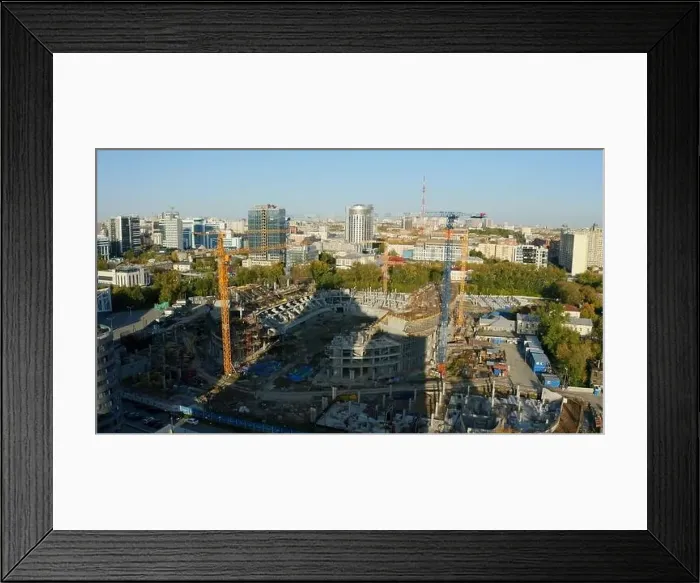 Framed Print : Top view of stadium construction in city Framed Print : Top view of stadium construction in city