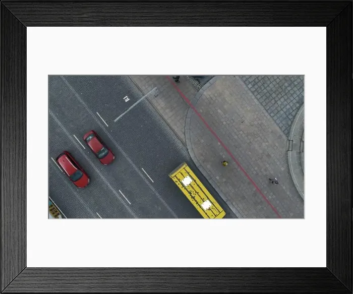 Framed Print : Top view of city road with traffic of cars Framed Print : Top view of city road with traffic of cars