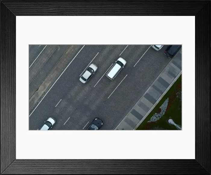Framed Print : Top view of city road with traffic of cars Framed Print : Top view of city road with traffic of cars