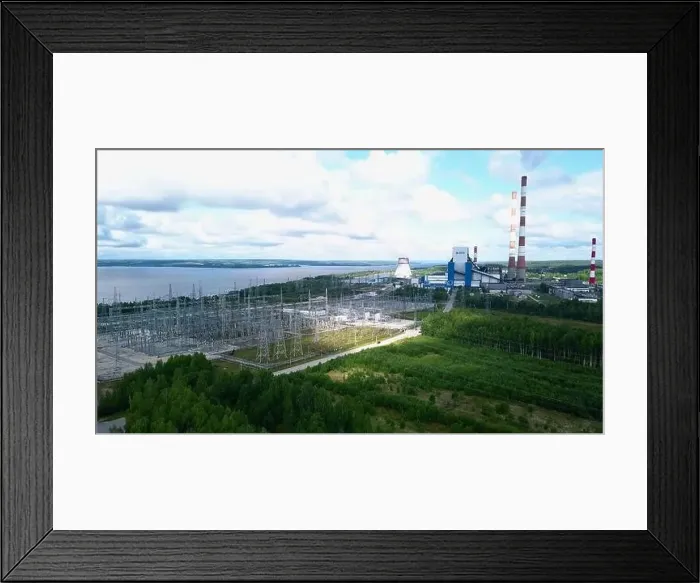 Framed Print : Bird's-eye view. Clip.Green forest around the river with plants around and pipes and white clouds around Framed Print : Bird's-eye view. Clip.Green forest around the river with plants around and pipes and white clouds around