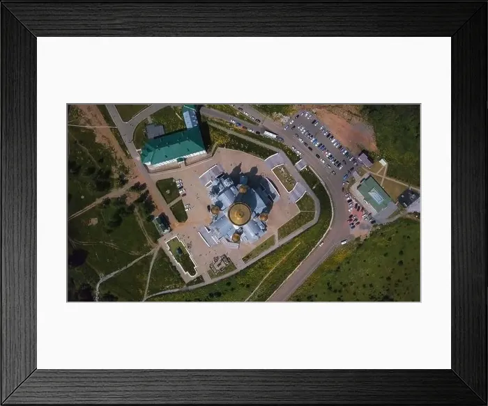 Framed Print : Vertical view of church from above Framed Print : Vertical view of church from above