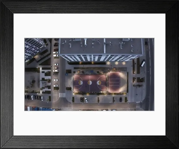 Framed Print : Top view of modern grounds of residential complex Framed Print : Top view of modern grounds of residential complex