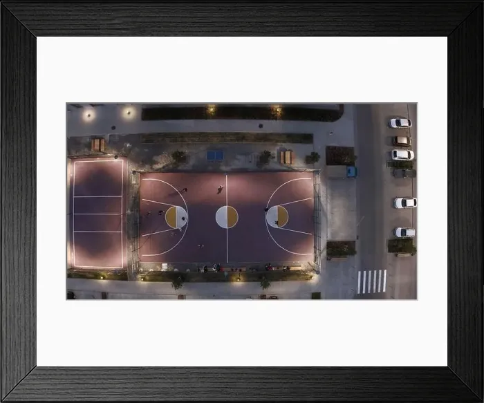 Framed Print : Top view of modern grounds of residential complex Framed Print : Top view of modern grounds of residential complex