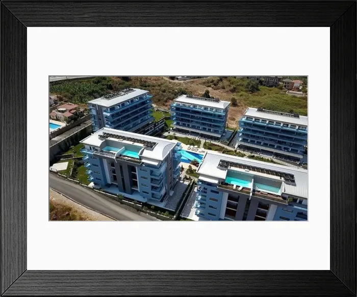 Framed Print : Aerial view of the hotel complex with swimming pools outdoors Framed Print : Aerial view of the hotel complex with swimming pools outdoors