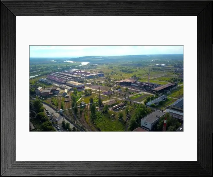Framed Print : Industrial factory production area. Clip. Aerial view of an industrial zone on a summer day, aerial view Framed Print : Industrial factory production area. Clip. Aerial view of an industrial zone on a summer day, aerial view