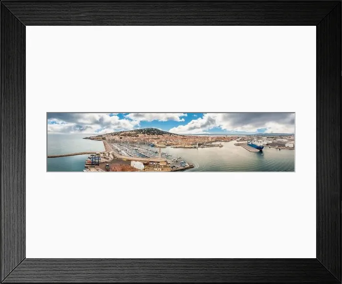 Framed Print : Aerial panoramic of the port and the city of Sète, in Hérault in Occitanie, France Framed Print : Aerial panoramic of the port and the city of Sète, in Hérault in Occitanie, France