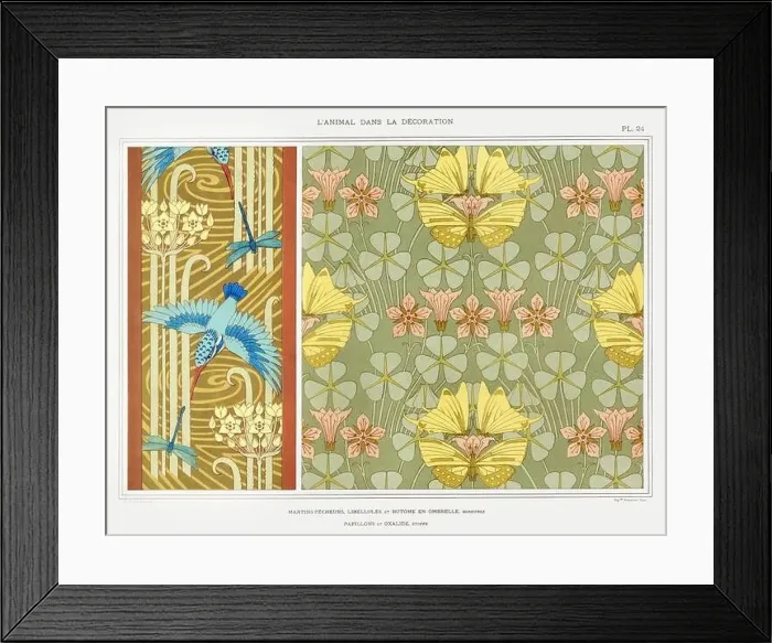 Framed Print : Butterfly-KingFisher-Dragonfly / Illustration from L'animal dans la decoration (1897) by Maurice Pillard Verneuil Framed Print : Butterfly-KingFisher-Dragonfly / Illustration from L'animal dans la decoration (1897) by Maurice Pillard Verneuil