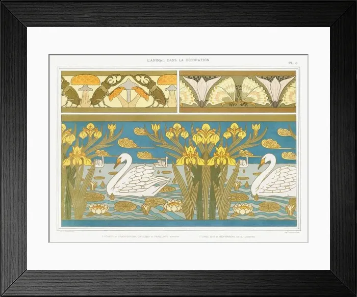 Framed Print : Swan-Butterfly-Fungi / Illustration from L'animal dans la decoration (1897) by Maurice Pillard Verneuil Framed Print : Swan-Butterfly-Fungi / Illustration from L'animal dans la decoration (1897) by Maurice Pillard Verneuil