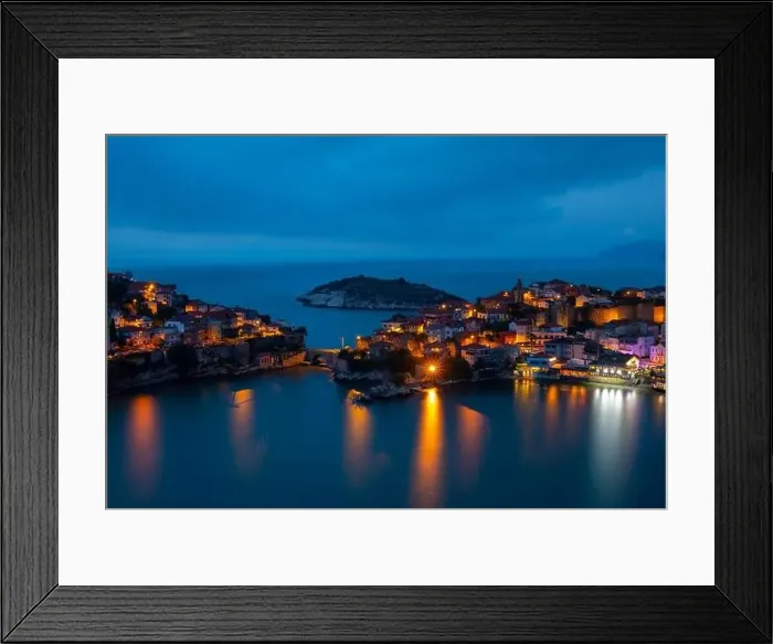 Framed Print : Night exposure of the uniquely beautiful Amasra District of Bartın Province