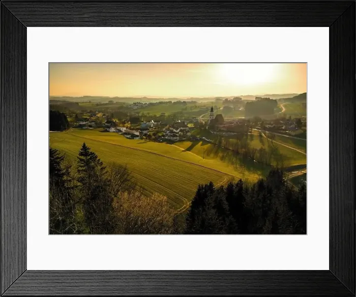 Framed Print : Wonderful aerial view of the evening atmosphere over Zell am Pettenfirst Framed Print : Wonderful aerial view of the evening atmosphere over Zell am Pettenfirst