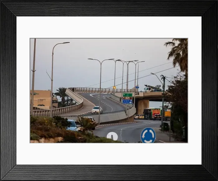 Framed Print : Haifa, Israel - March 2, 2023, Interchange near the Bat Galim area. Bridges and roads Framed Print : Haifa, Israel - March 2, 2023, Interchange near the Bat Galim area. Bridges and roads