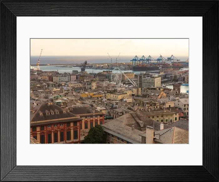 Framed Print : Genoa, 27 October 2021 stunning panoramic aerial view of the port of Genoa Framed Print : Genoa, 27 October 2021 stunning panoramic aerial view of the port of Genoa