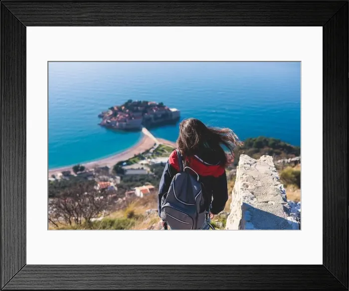 Framed Print : View of Sveti Stefan, a town in Budva Municipality Framed Print : View of Sveti Stefan, a town in Budva Municipality