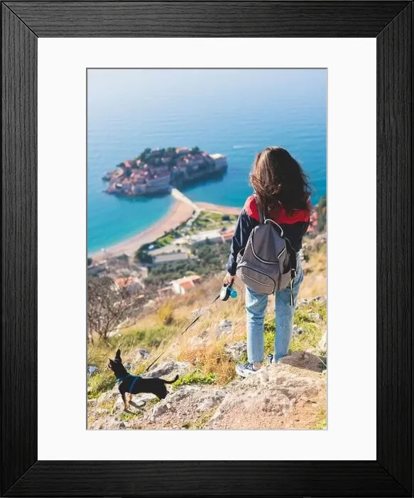 Framed Print : View of Sveti Stefan, a town in Budva Municipality Framed Print : View of Sveti Stefan, a town in Budva Municipality