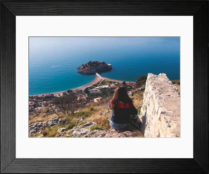 Framed Print : View of Sveti Stefan, a town in Budva Municipality Framed Print : View of Sveti Stefan, a town in Budva Municipality