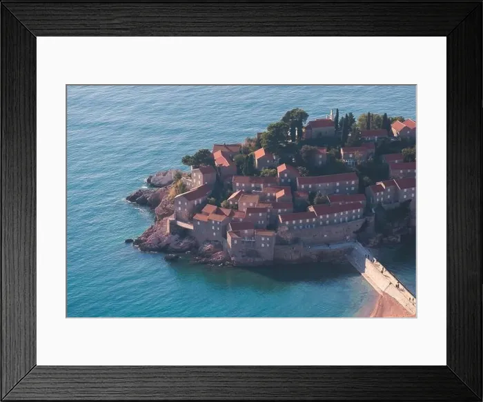 Framed Print : View of Sveti Stefan, a town in Budva Municipality Framed Print : View of Sveti Stefan, a town in Budva Municipality