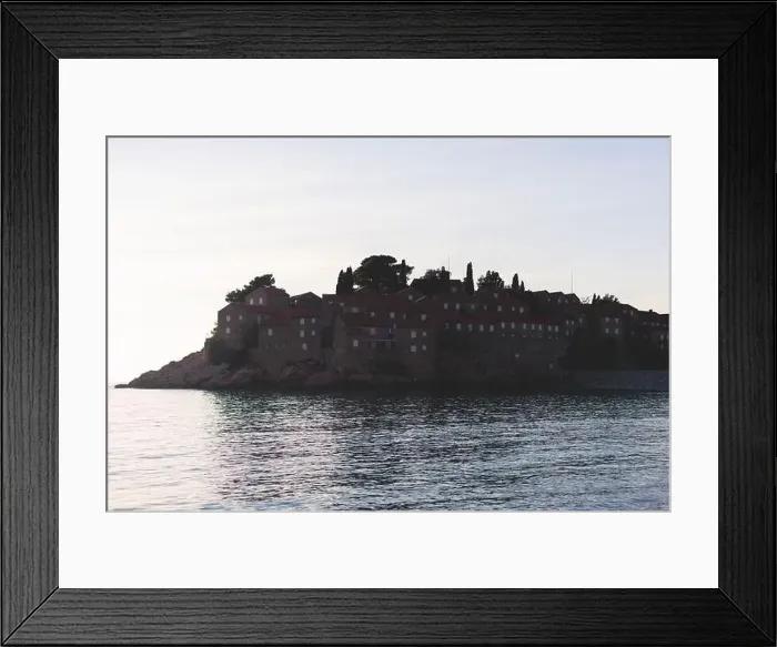 Framed Print : View of Sveti Stefan, a town in Budva Municipality Framed Print : View of Sveti Stefan, a town in Budva Municipality