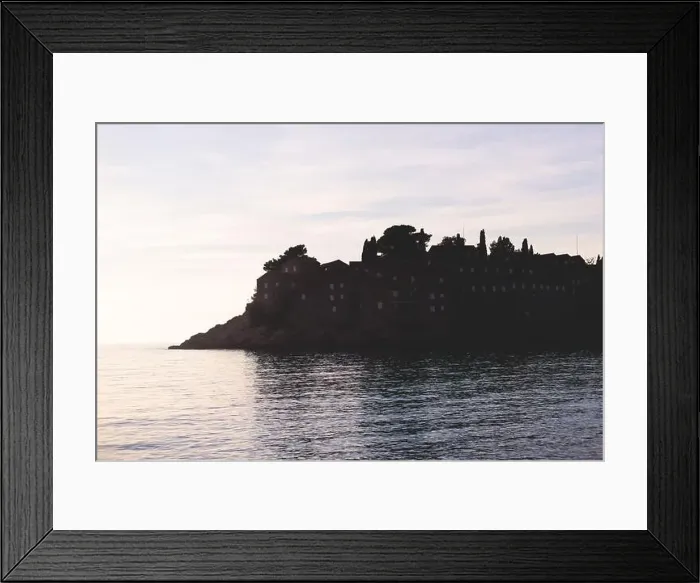 Framed Print : View of Sveti Stefan, a town in Budva Municipality Framed Print : View of Sveti Stefan, a town in Budva Municipality