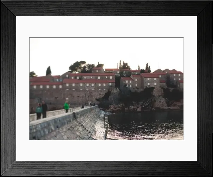 Framed Print : View of Sveti Stefan, a town in Budva Municipality Framed Print : View of Sveti Stefan, a town in Budva Municipality