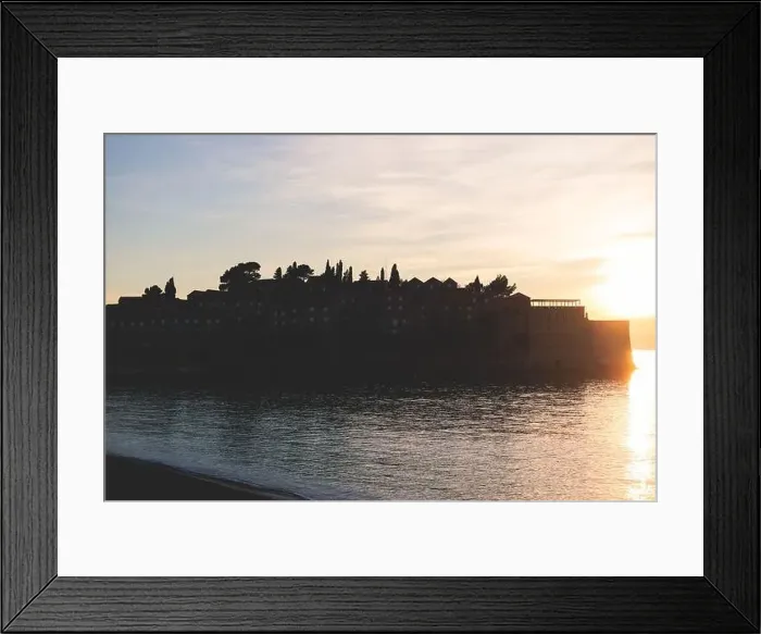 Framed Print : View of Sveti Stefan, a town in Budva Municipality Framed Print : View of Sveti Stefan, a town in Budva Municipality