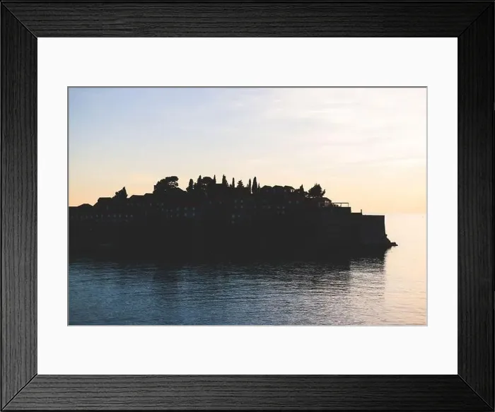 Framed Print : View of Sveti Stefan, a town in Budva Municipality Framed Print : View of Sveti Stefan, a town in Budva Municipality