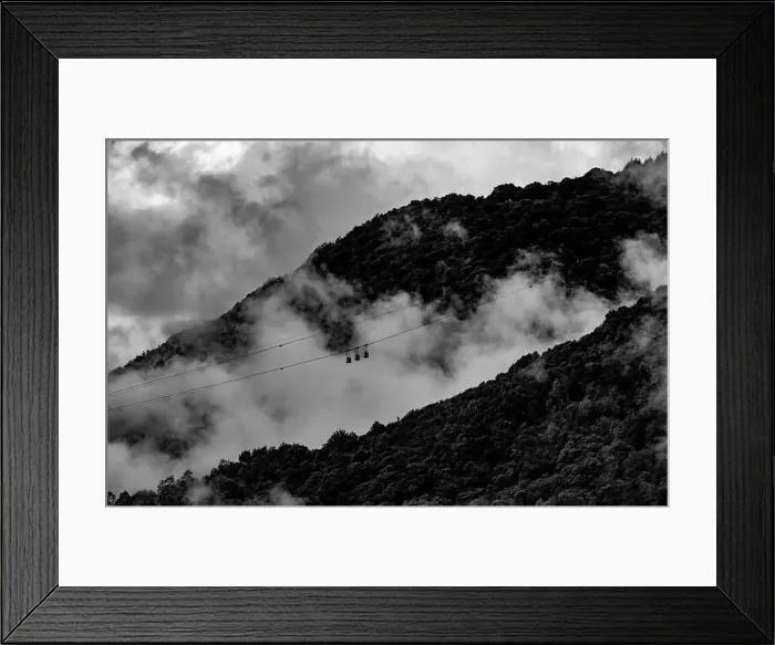 Framed Print : Mountain Cable Car with Clouds and Sunlight in Miglieglia, Ticino, Switzerland Framed Print : Mountain Cable Car with Clouds and Sunlight in Miglieglia, Ticino, Switzerland