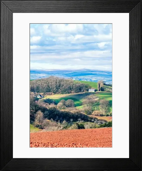 Framed Print : Fields and Farmlands in spring from a drone, Devon, England, Europe Framed Print : Fields and Farmlands in spring from a drone, Devon, England, Europe