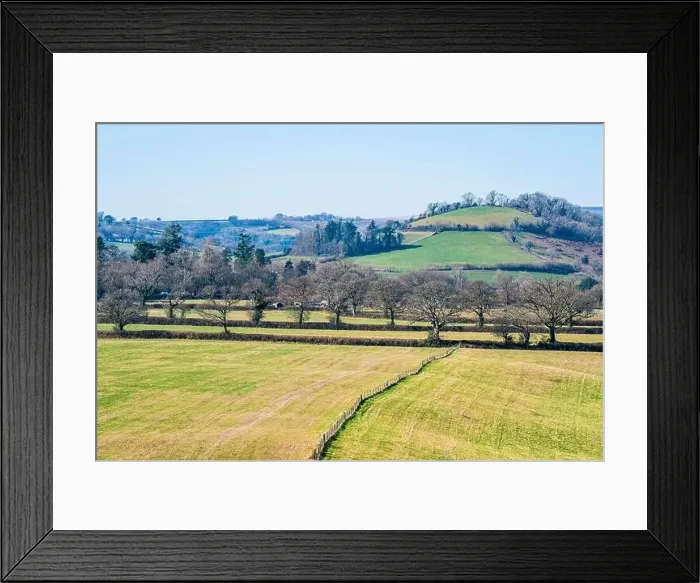 Framed Print : Fields and Farmlands in spring from a drone, Devon, England, Europe Framed Print : Fields and Farmlands in spring from a drone, Devon, England, Europe