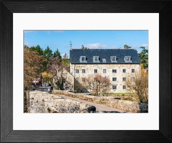 Framed Print : English Village from a drone - Staverton, Totnes, Devon, England, Europe Framed Print : English Village from a drone - Staverton, Totnes, Devon, England, Europe