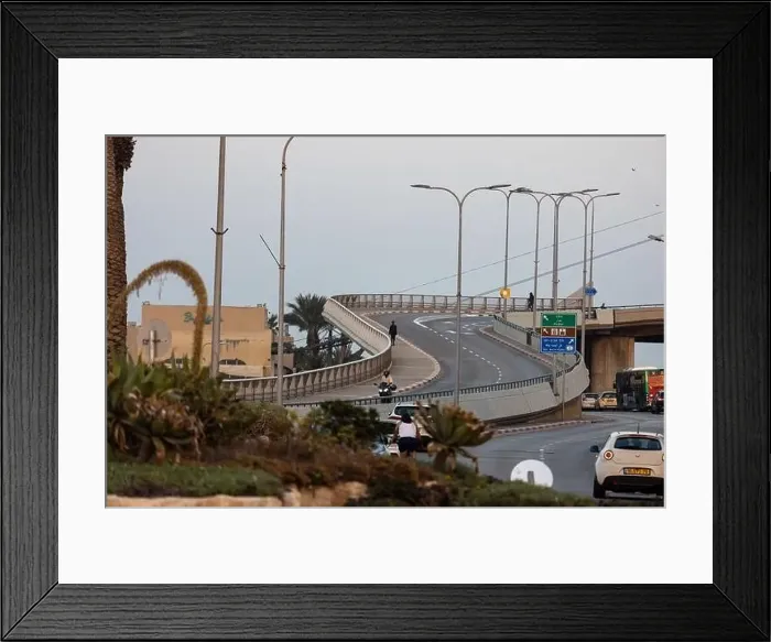 Framed Print : Haifa, Israel - March 2, 2023, Interchange near the Bat Galim area. Bridges and roads Framed Print : Haifa, Israel - March 2, 2023, Interchange near the Bat Galim area. Bridges and roads