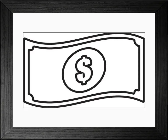 Framed Print : american dollar money bill outline vector illustration eps 10 Framed Print : american dollar money bill outline vector illustration eps 10
