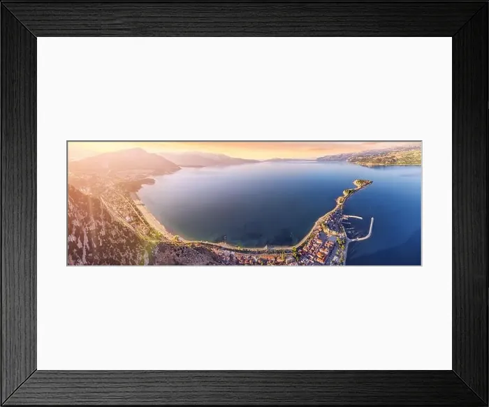 Framed Print : Aerial sunset view of Egirdir lake peninsula and town in Isparta region Framed Print : Aerial sunset view of Egirdir lake peninsula and town in Isparta region