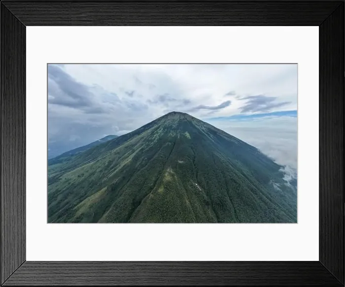 Framed Print : Aerial view of Mount Sindoro in Indonesia with noise cloud Framed Print : Aerial view of Mount Sindoro in Indonesia with noise cloud