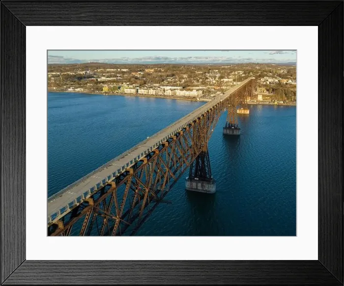 Framed Print : Aerial photo of a walkway bridge near Poughkeepsie NY over the Hudson River Framed Print : Aerial photo of a walkway bridge near Poughkeepsie NY over the Hudson River