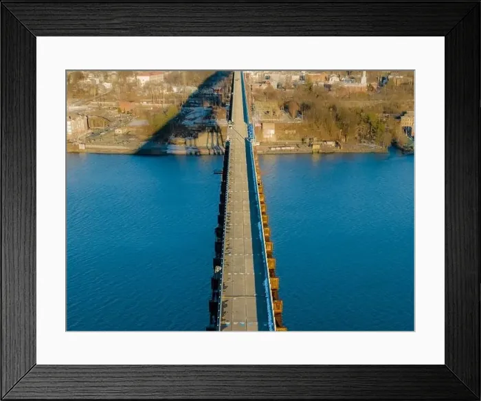 Framed Print : Aerial photo of a walkway bridge near Poughkeepsie NY over the Hudson River Framed Print : Aerial photo of a walkway bridge near Poughkeepsie NY over the Hudson River