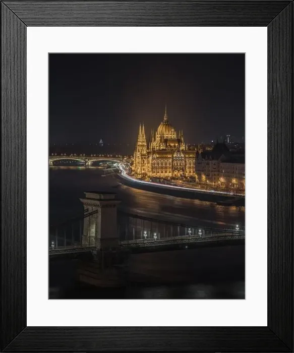 Framed Print : Budapest danube nightscape parlament Danube Framed Print : Budapest danube nightscape parlament Danube