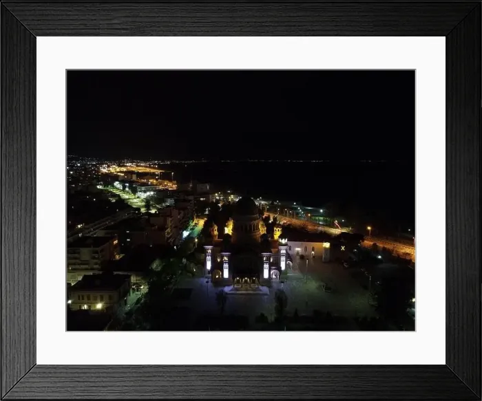 Framed Print : Saint Andrew Church Of Patra City In Greece At Midnight Aerial Night View Framed Print : Saint Andrew Church Of Patra City In Greece At Midnight Aerial Night View