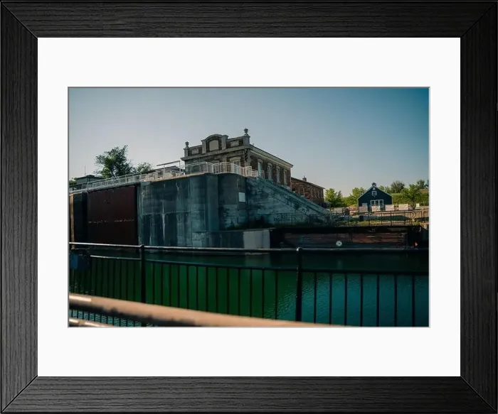 Framed Print : Sault Ste. Marie, ON, Canada-June 30, 2022 Historical building on the waterfront of the Soo Locks.. High quality photo Framed Print : Sault Ste. Marie, ON, Canada-June 30, 2022 Historical building on the waterfront of the Soo Locks.. High quality photo