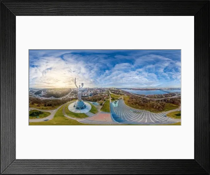 Framed Print : Mother Motherland monument in Kyiv. Historical sights of Ukraine. Full panorama 360 degrees in the equiangular equids Framed Print : Mother Motherland monument in Kyiv. Historical sights of Ukraine. Full panorama 360 degrees in the equiangular equids