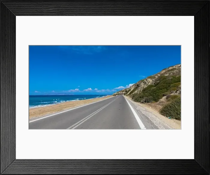 Framed Print : Aerial view of Amiros Beach along the beautiful country road Framed Print : Aerial view of Amiros Beach along the beautiful country road