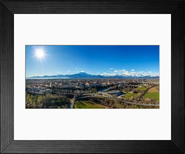 Framed Print : Cuneo, Italy: 10 March, 2023: panorama drone view of Cuneo in the Itlaian Piedmont with snow-capped mountains behind Framed Print : Cuneo, Italy: 10 March, 2023: panorama drone view of Cuneo in the Itlaian Piedmont with snow-capped mountains behind