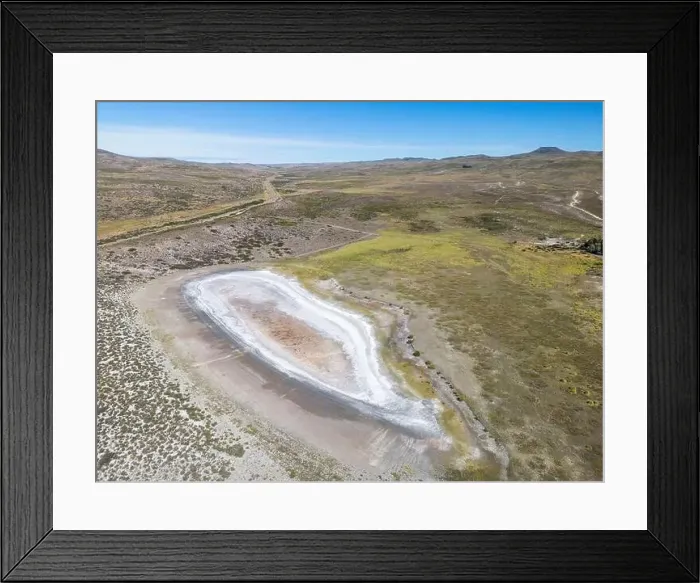 Framed Print : Completely dried out salt lake beside the Ruta40 in Argentina, South America - viewed from above Framed Print : Completely dried out salt lake beside the Ruta40 in Argentina, South America - viewed from above