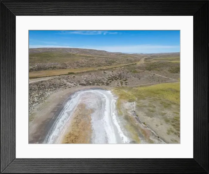 Framed Print : Completely dried out salt lake beside the Ruta40 in Argentina, South America - viewed from above Framed Print : Completely dried out salt lake beside the Ruta40 in Argentina, South America - viewed from above