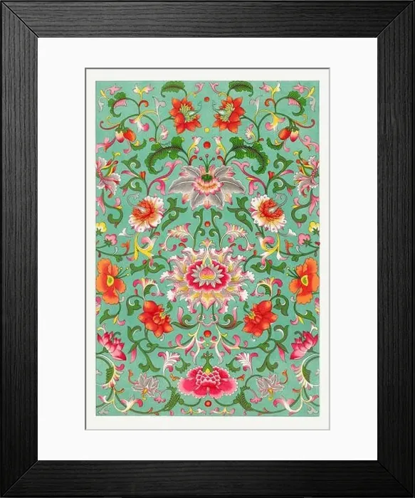 Framed Print : Beautiful vintage oriental design. Chinese floral pattern in high resolution from the mid-19th century Framed Print : Beautiful vintage oriental design. Chinese floral pattern in high resolution from the mid-19th century