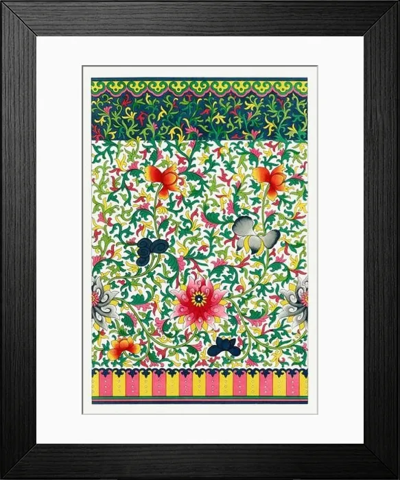 Framed Print : Beautiful vintage oriental design. Chinese floral pattern in high resolution from the mid-19th century Framed Print : Beautiful vintage oriental design. Chinese floral pattern in high resolution from the mid-19th century